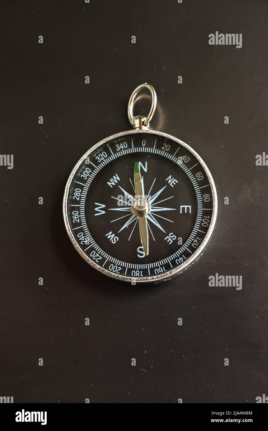 Compass on a black background. The compass is a reliable tool