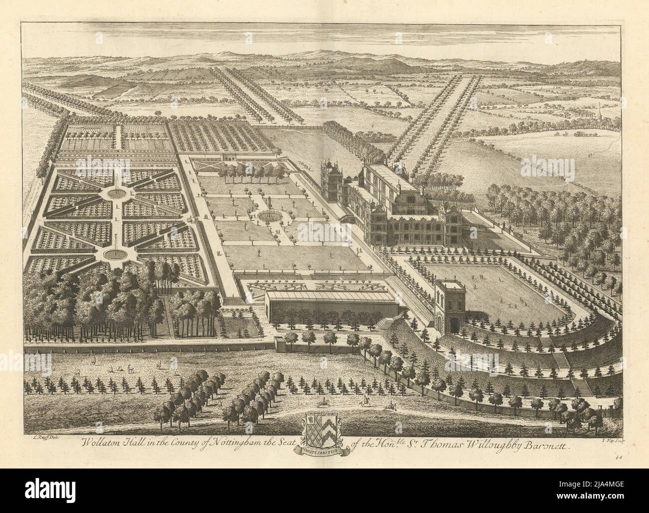 Wollaton Hall in the County of Nottingham. Natural History Museum Kip/Knyff 1709 Stock Photo
