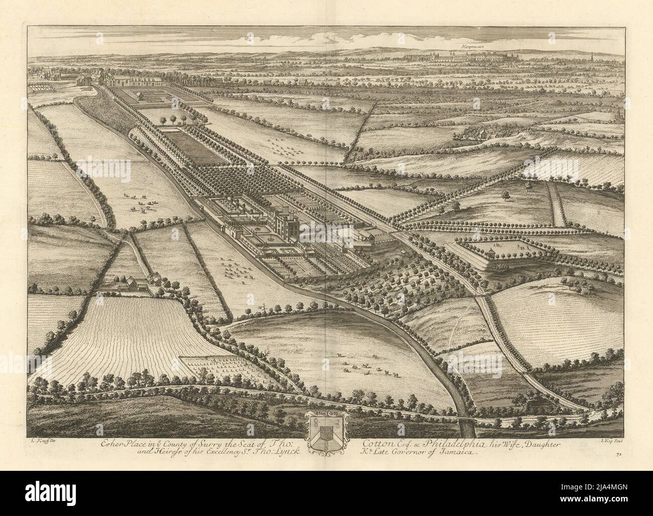 Esher Place in ye County of of Surry by Kip/Kynff. London / Surrey 1709 print Stock Photo