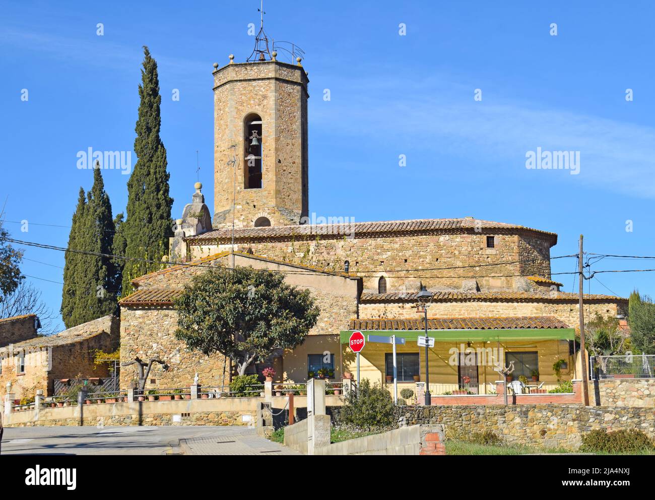Church of Cruilles and Monell, Gerona Catalonia Spain Stock Photo