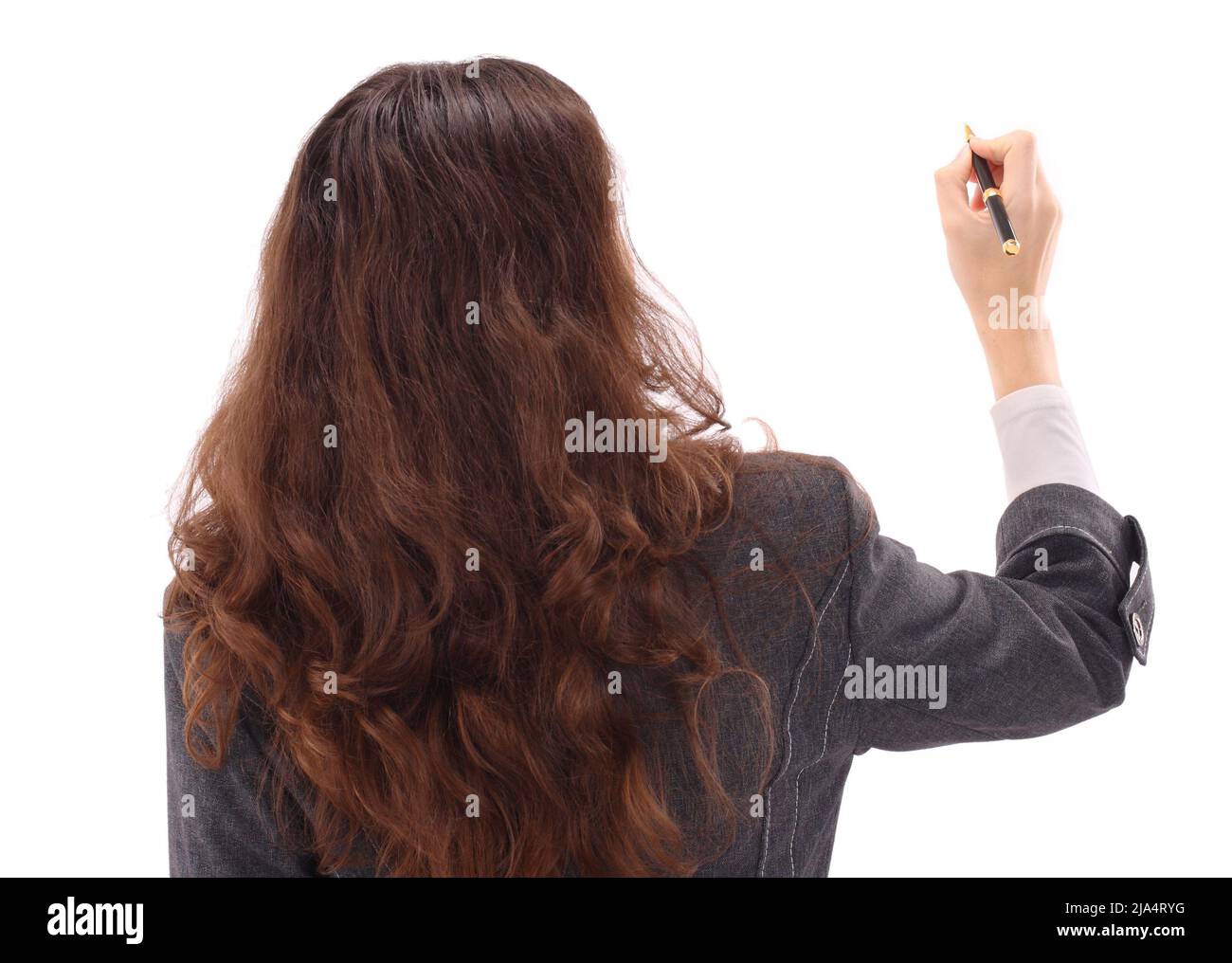 The beautiful business woman on a white background Stock Photo Alamy