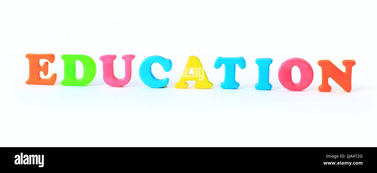 School supplies. The main word Stock Photo - Alamy