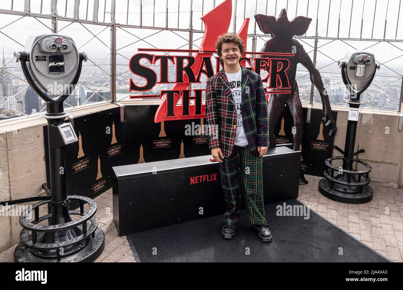 May 26, 2022, New York, New York, United States: Gaten Matarazzo from Stranger Things attends ceremonial lighting of Empire State Building ahead of global event for season 4 premiere. (Credit Image: © Lev Radin/Pacific Press via ZUMA Press Wire) Stock Photo