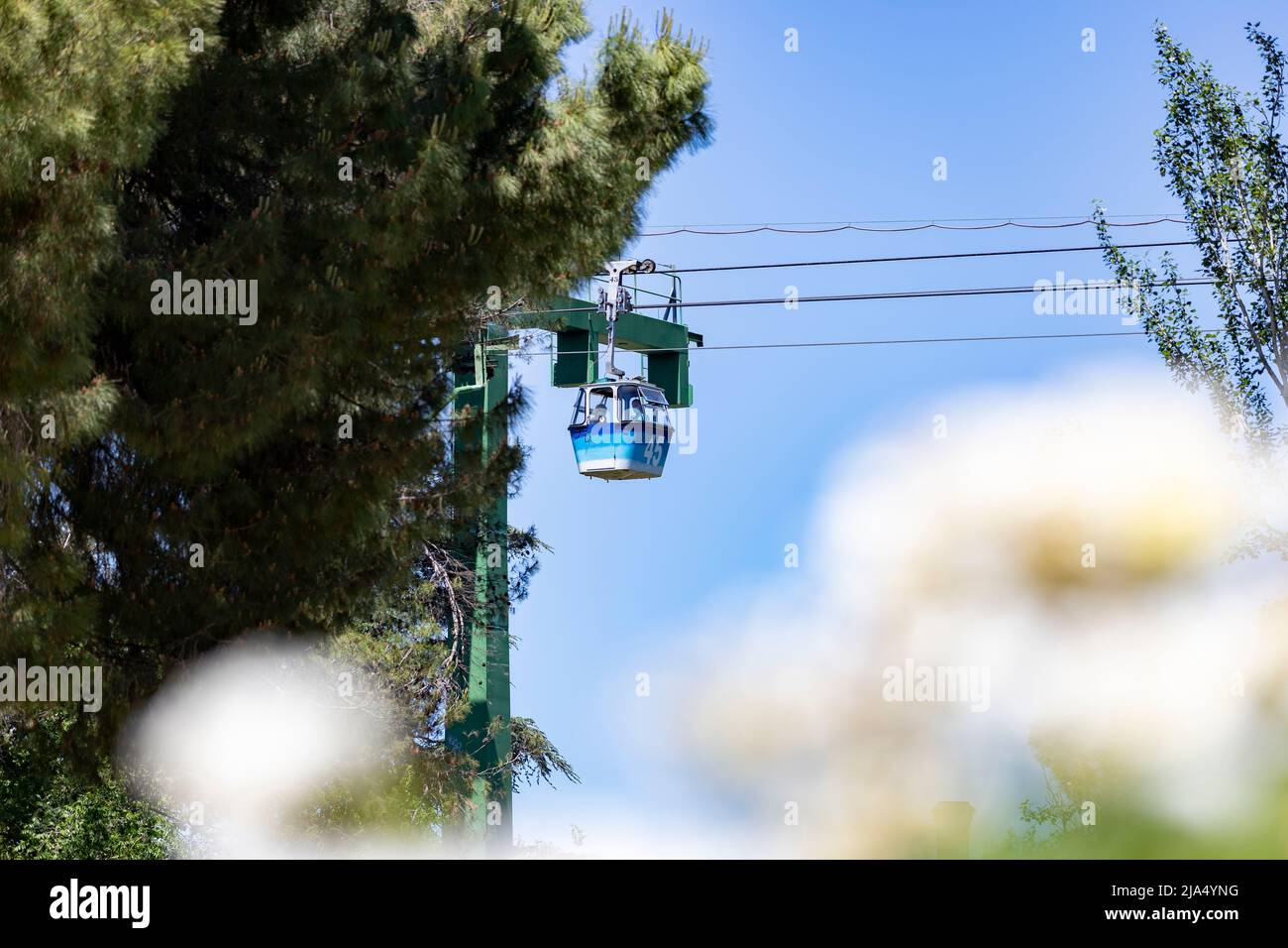 Cableway. Cable car in Madrid that connects the Parque del Oeste with