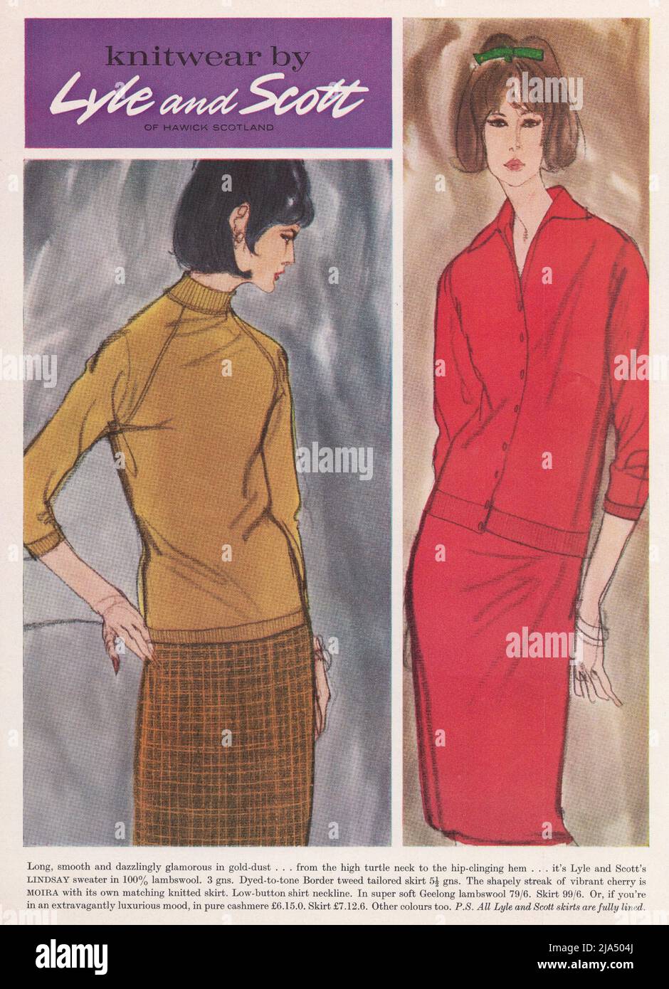 Lyle & Scott's of Hawick Scotland knitwear vintage paper advertisement  advert 1960s 1970s Stock Photo - Alamy