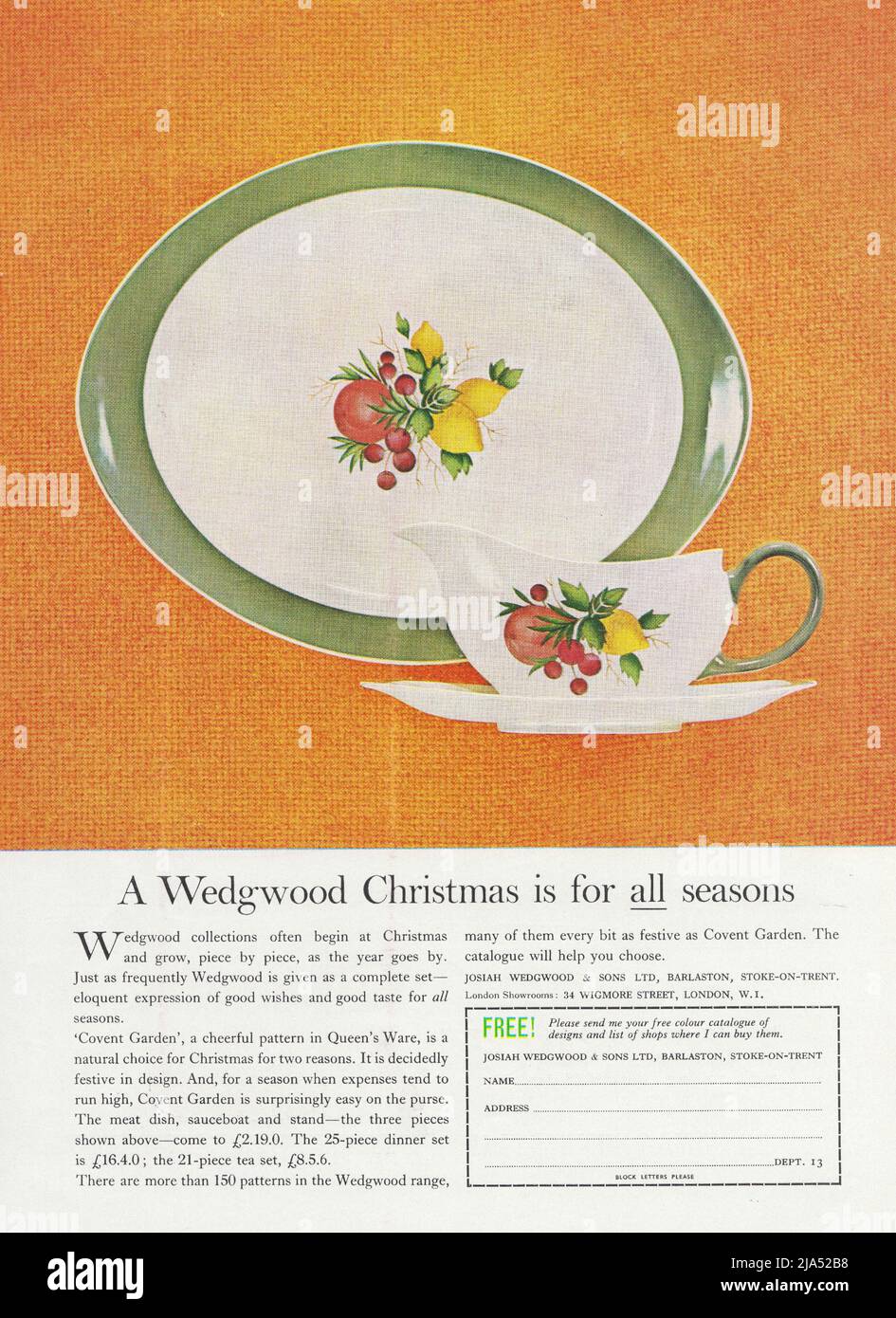 Wedgwood fine bone china vintage magazine advertisement paper advert 1980s Stock Photo