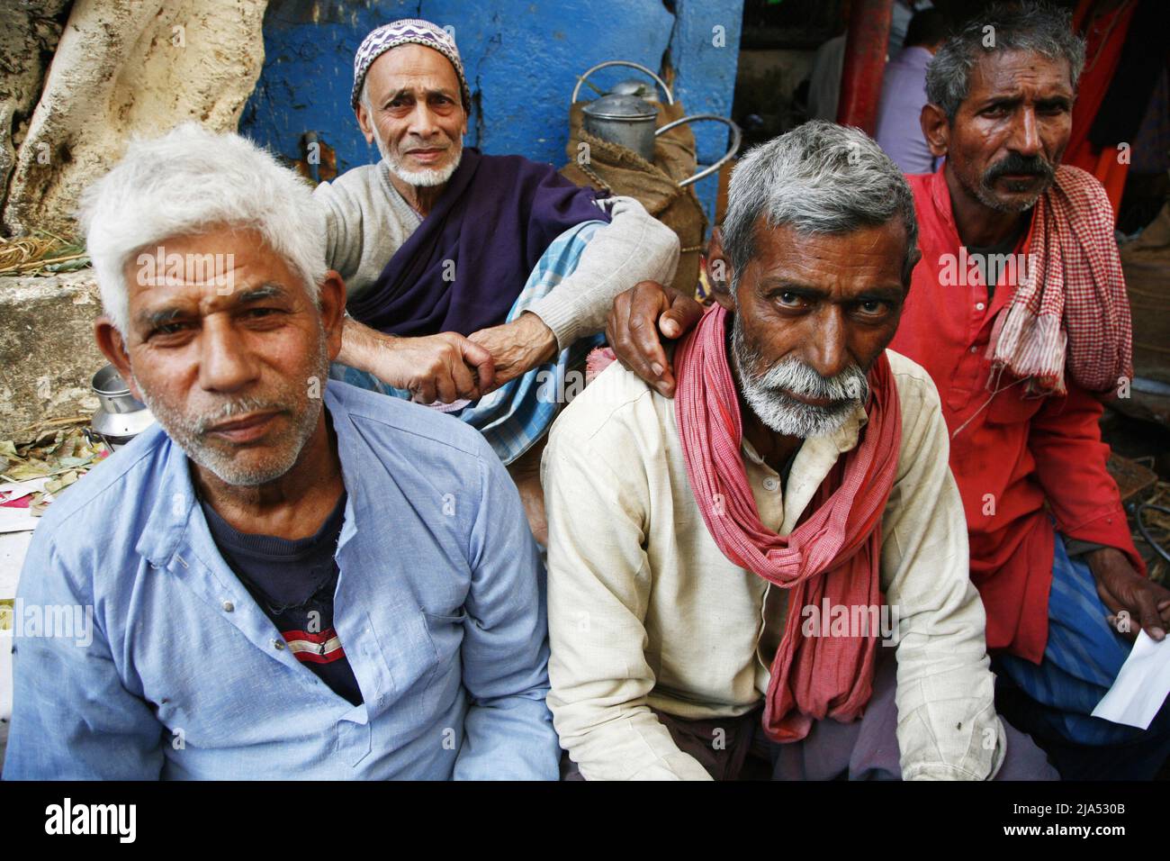 India, Uttar Pradesh, Benares (Varanasi). Portraits of Indian men from ...