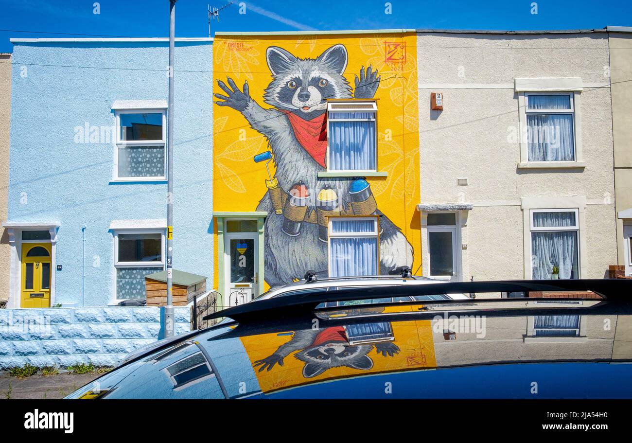 Bristol, UK. 27th May, 2022. Artwork created by Italian artist Bolo for the Upfest 2022 festival,Europe's largest Street Art & Graffiti festival is pictured on the streets Bedminster, Bristol. Credit: Lynchpics/Alamy Live News Stock Photo