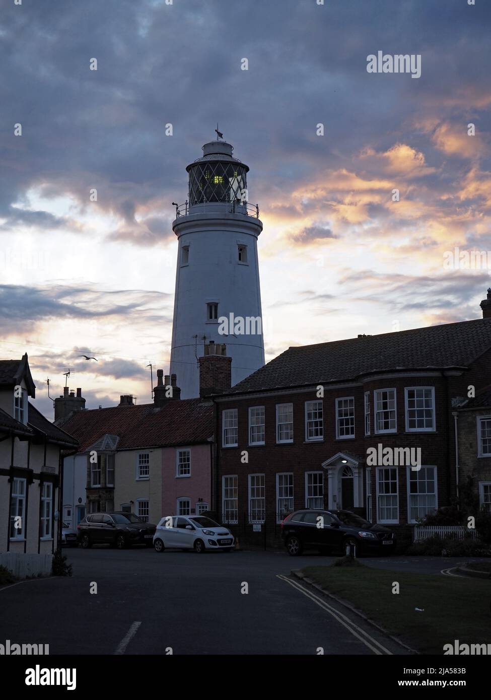The lighthouse at dusk at Southwold Suffolk Stock Photo