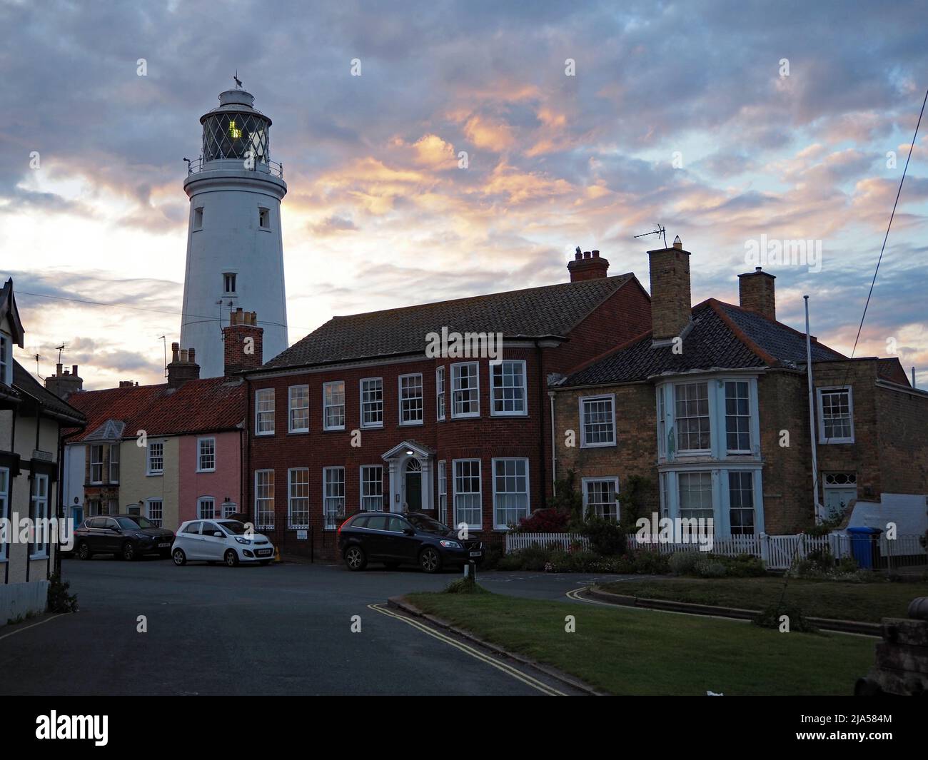 The lighthouse at dusk at Southwold Suffolk Stock Photo
