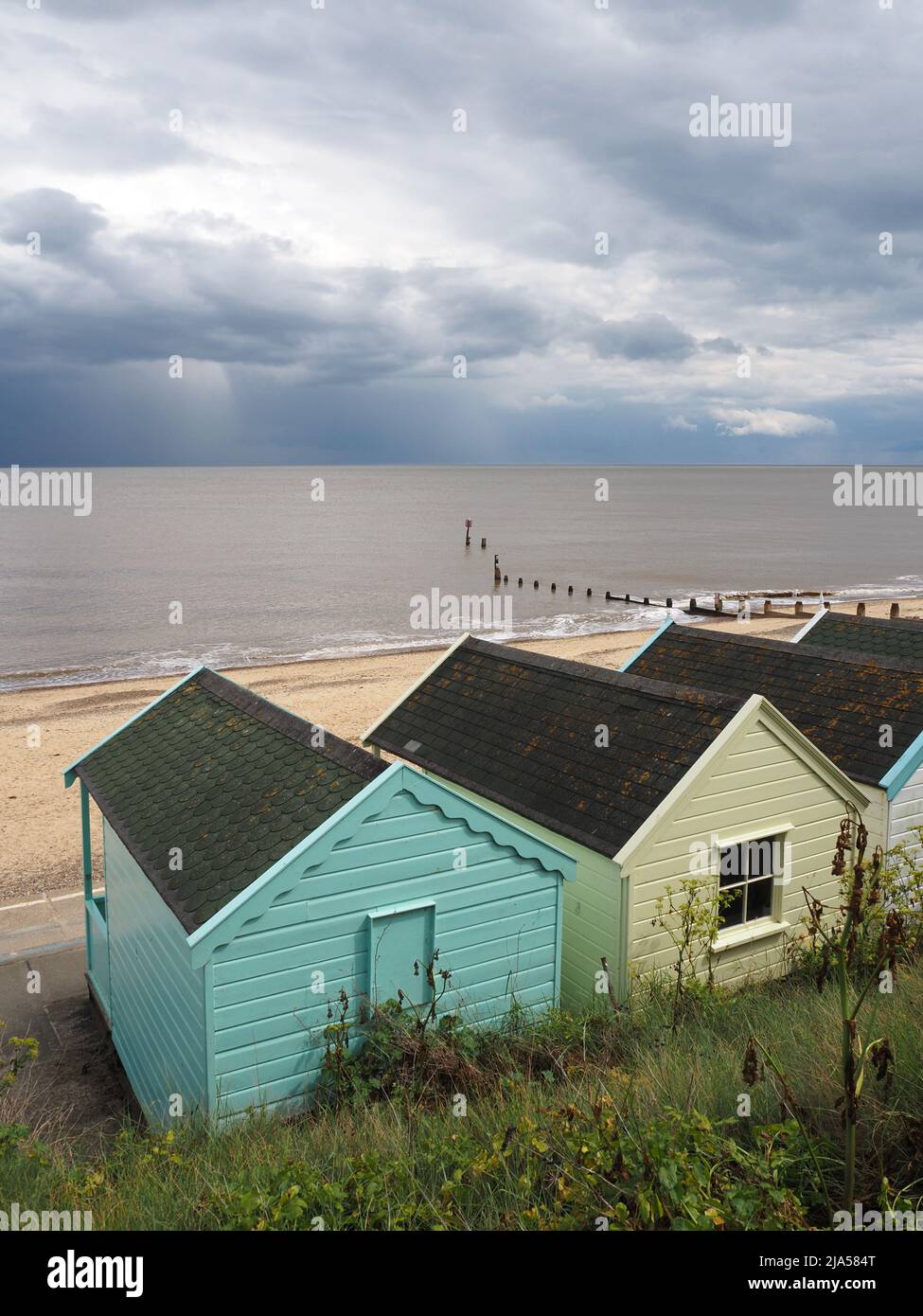 Beach huts at Southwold, a seaside town in Suffolk. Stock Photo