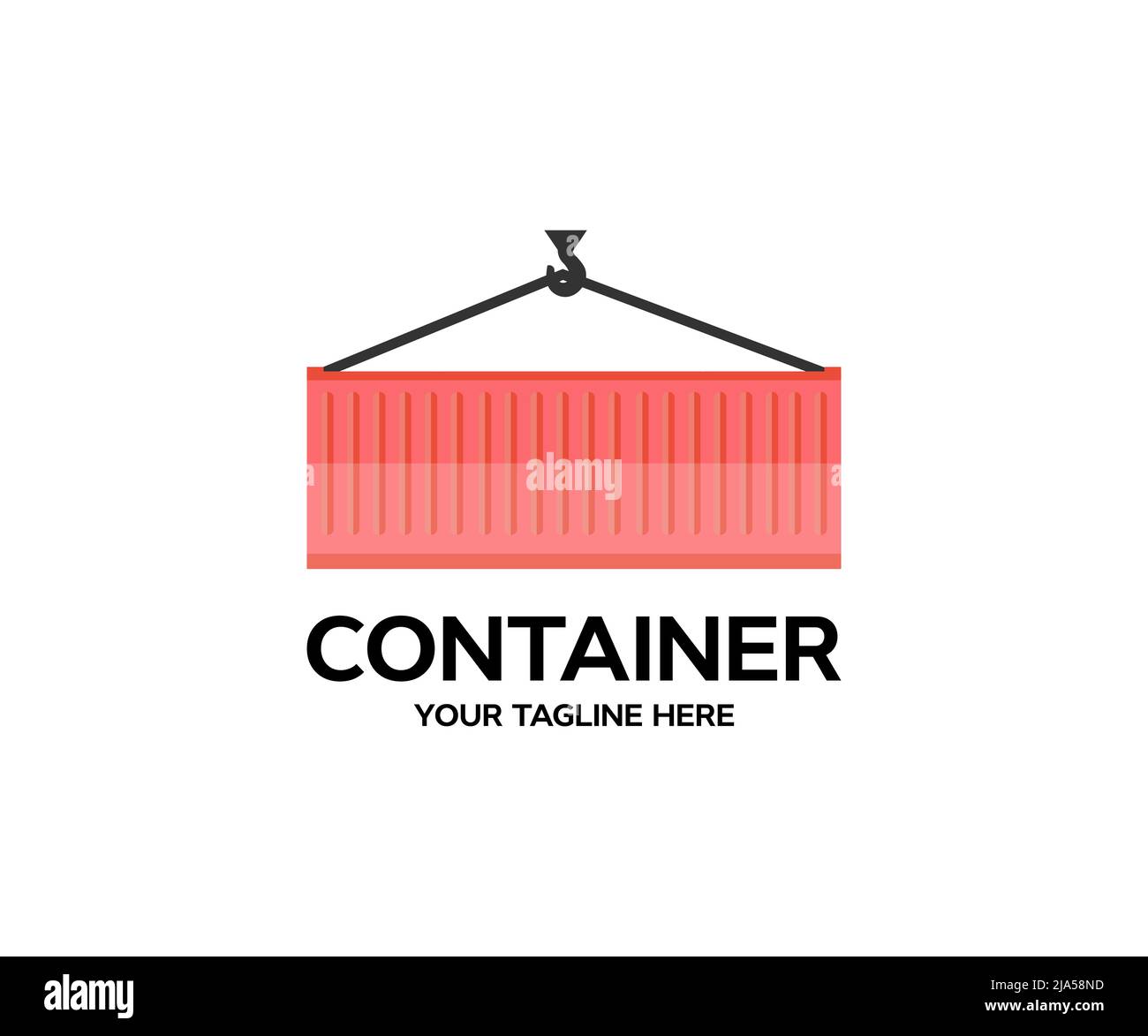 Transportation Logistics of international container cargo shipping and cargo plane in container yard logo design. Freight transportation. Stock Vector