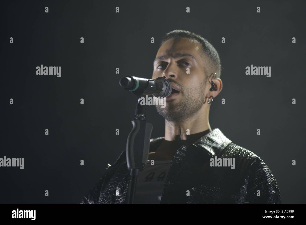 Alessandro Mahmoud, known professionally as Mahmood, is an Italian singer-songwriter. He rose to prominence after competing on the sixth season of the Italian version of The X Factor. He has won the Sanremo Music Festival twice, in 2019 with the song 'Soldi' and in 2022 alongside Blanco with the song 'Brividi'. His Sanremo victories allowed him to represent Italy at the Eurovision Song Contest in those respective years, finishing in second place in 2019 and in sixth place in 2022 as the host entrant. Mahmood has released two studio albums, Gioventù bruciata and Ghettolimpo, both of which reach Stock Photo