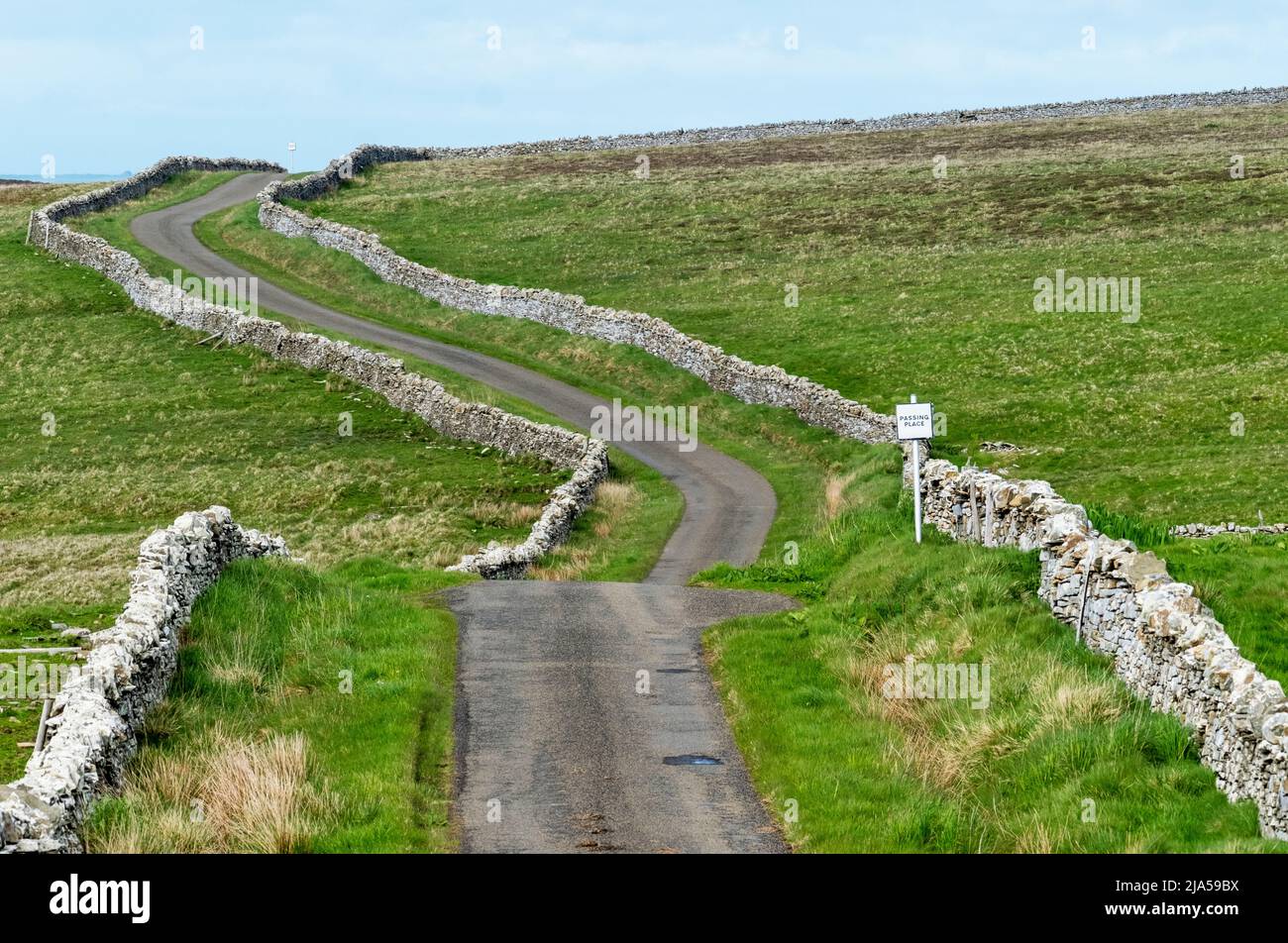 View of the road around Rousay Island, Rousay, Orkney Islands, Scotland. Stock Photo