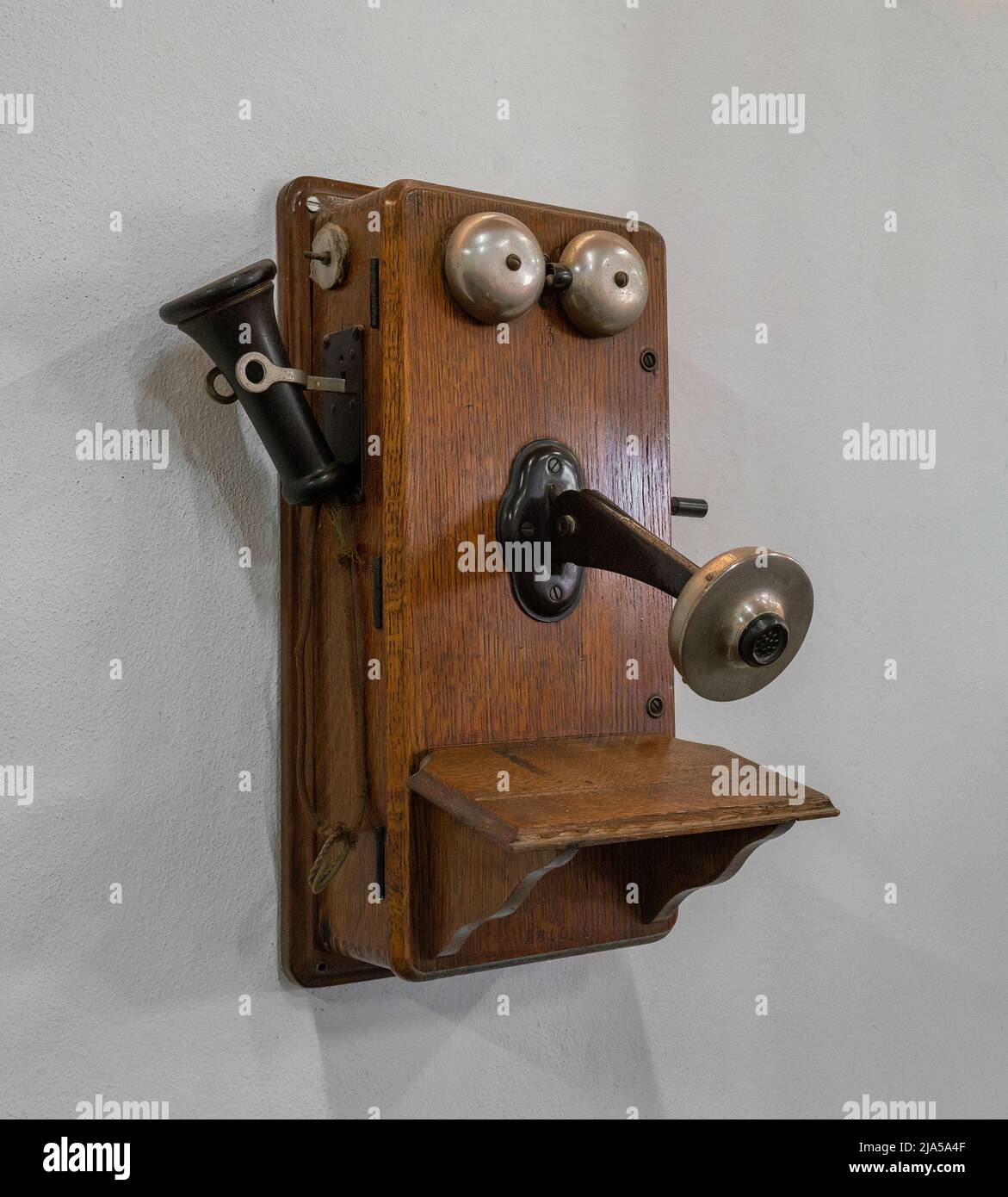 Antique Plain Front Wall Phone Stock Photo