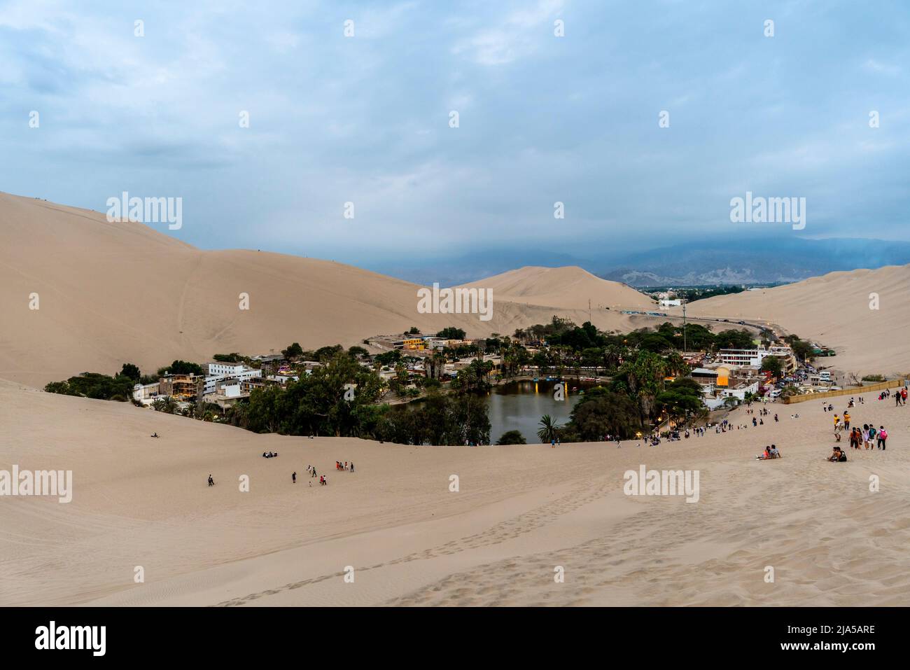 The Oasis Village Of Huacachina, Ica Province, Peru. Stock Photo