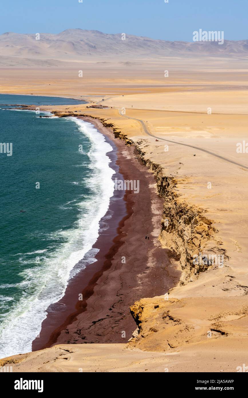 The Red Beach, Paracas Reserve, Ica Region, Peru. Stock Photo