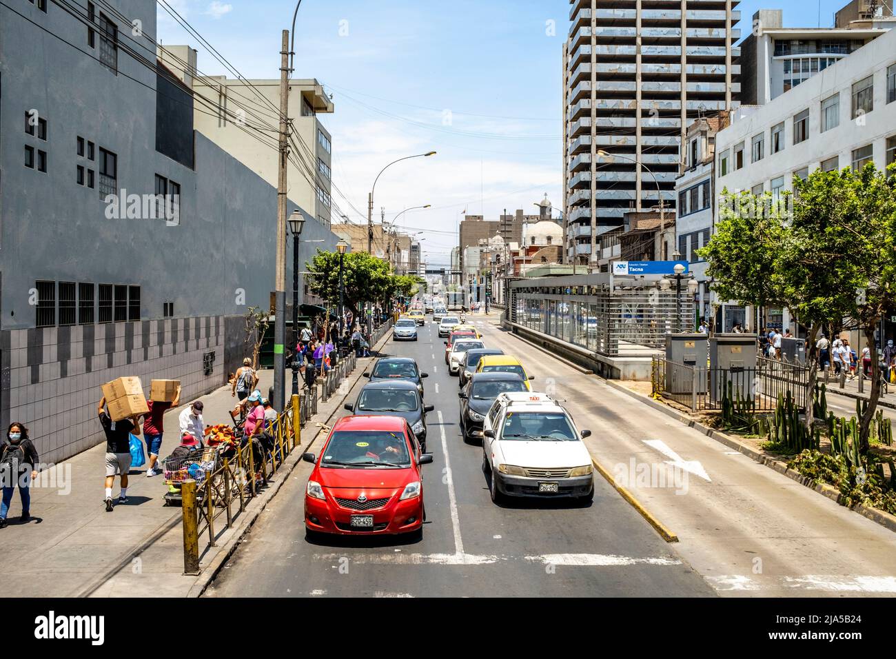An Elevated View Of A Street In Central Lima, Lima, Peru. Stock Photo