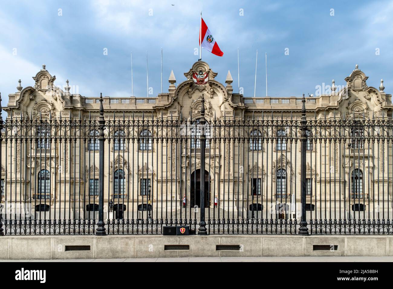 The Palacio Presidencial (The Goverment Palace) Plaza De Armas, Lima, Peru. Stock Photo