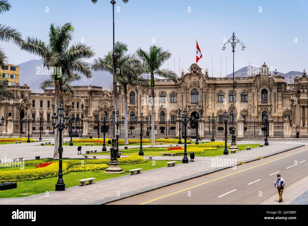 The Palacio Presidencial (The Goverment Palace) Plaza De Armas, Lima, Peru. Stock Photo