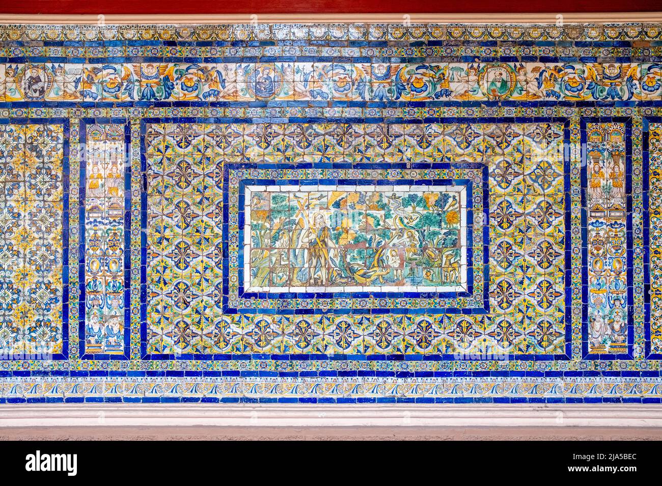 A Colourful Wall Panel at The Santo Domingo Convento, Lima, Peru. Stock Photo