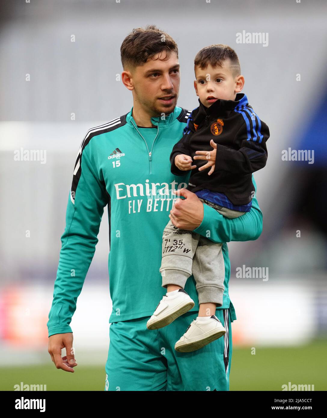 Real Madrid's Federico Valverde during a training session at the Stade de France ahead of the UEFA Champions League Final in Paris on Saturday. Picture date: Friday May 27, 2022. Stock Photo