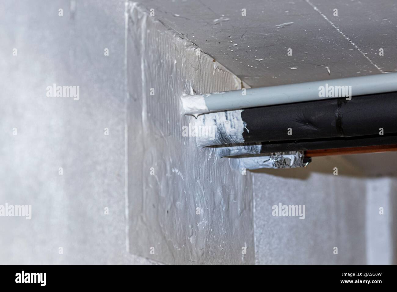 Fire barrier in a wall with cable duct Stock Photo Alamy