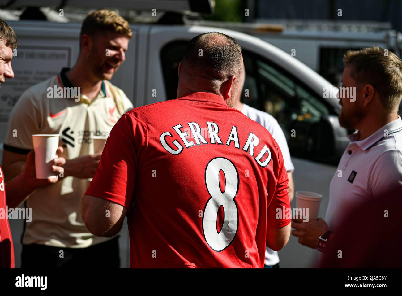 Paris, France. 27th May 2022. Football fans (supporters) of Liverpool