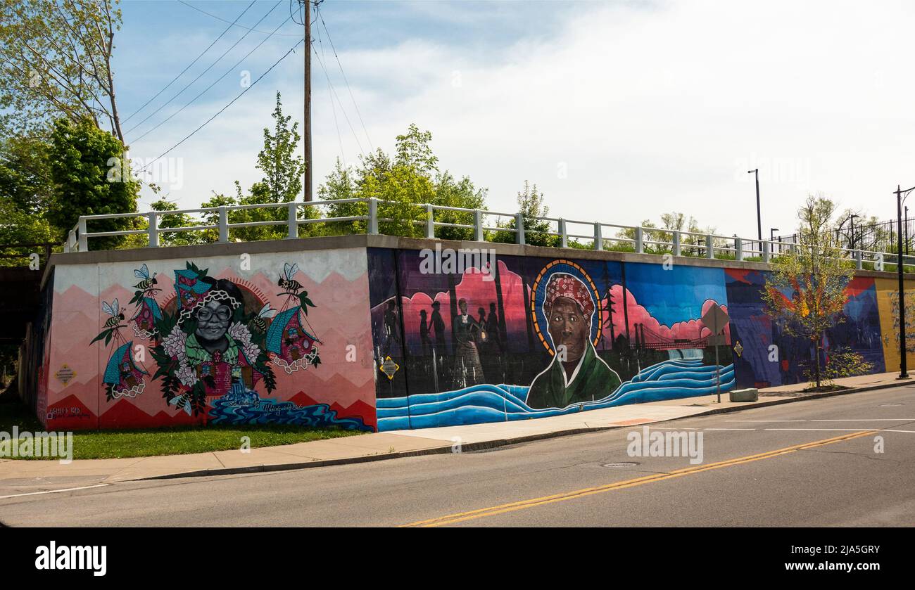 Harriet Tubman public mural on a wall in Niagara New York Stock Photo ...