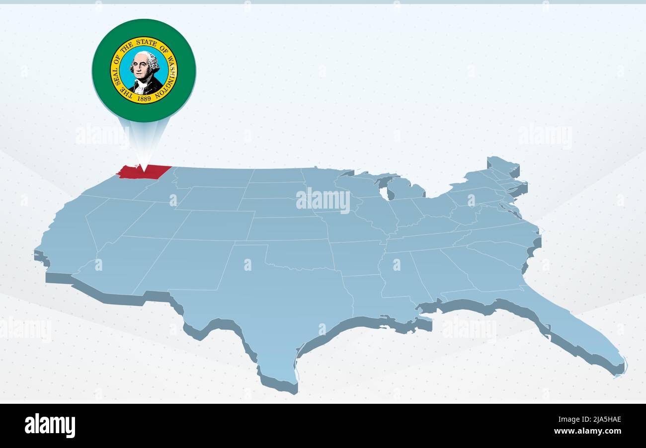 Washington State Map On United States Of America Map In Perspective Washington State Map On United States Of America Map In Perspective Vector Presentation 2JA5HAE