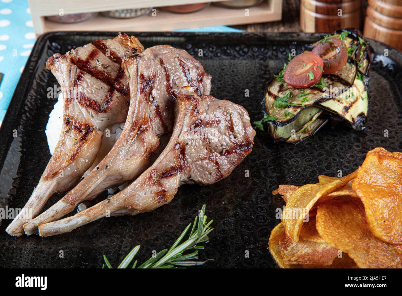 Turkish Cuisine Lamb Chops. Grilled Lamb Chops. Roasted ribs on