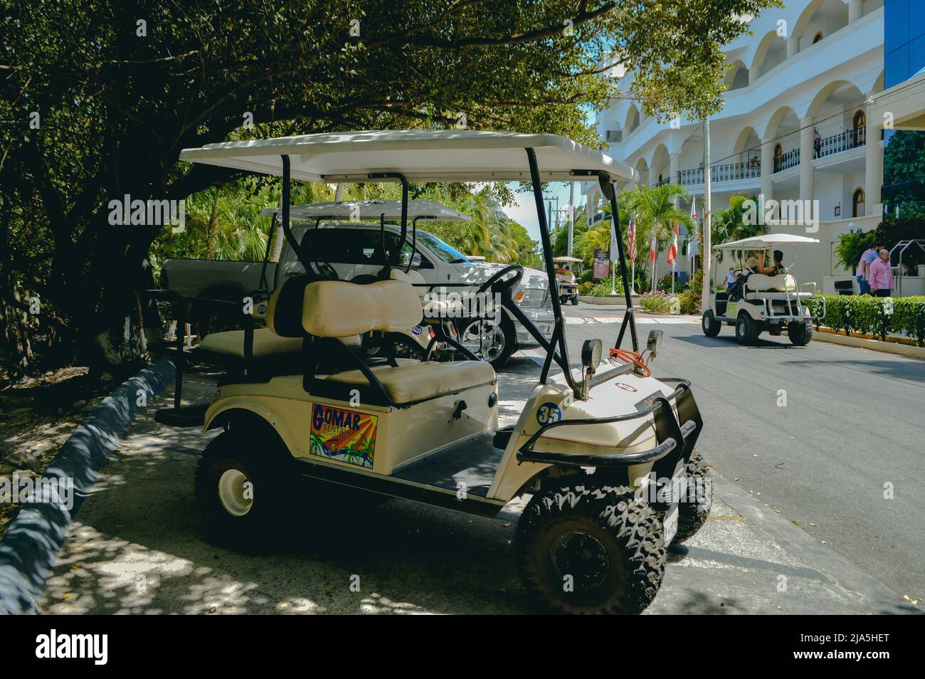 Golf Carts On Isla Mujeres, Quintana Roo, Mexico Stock Photo Alamy