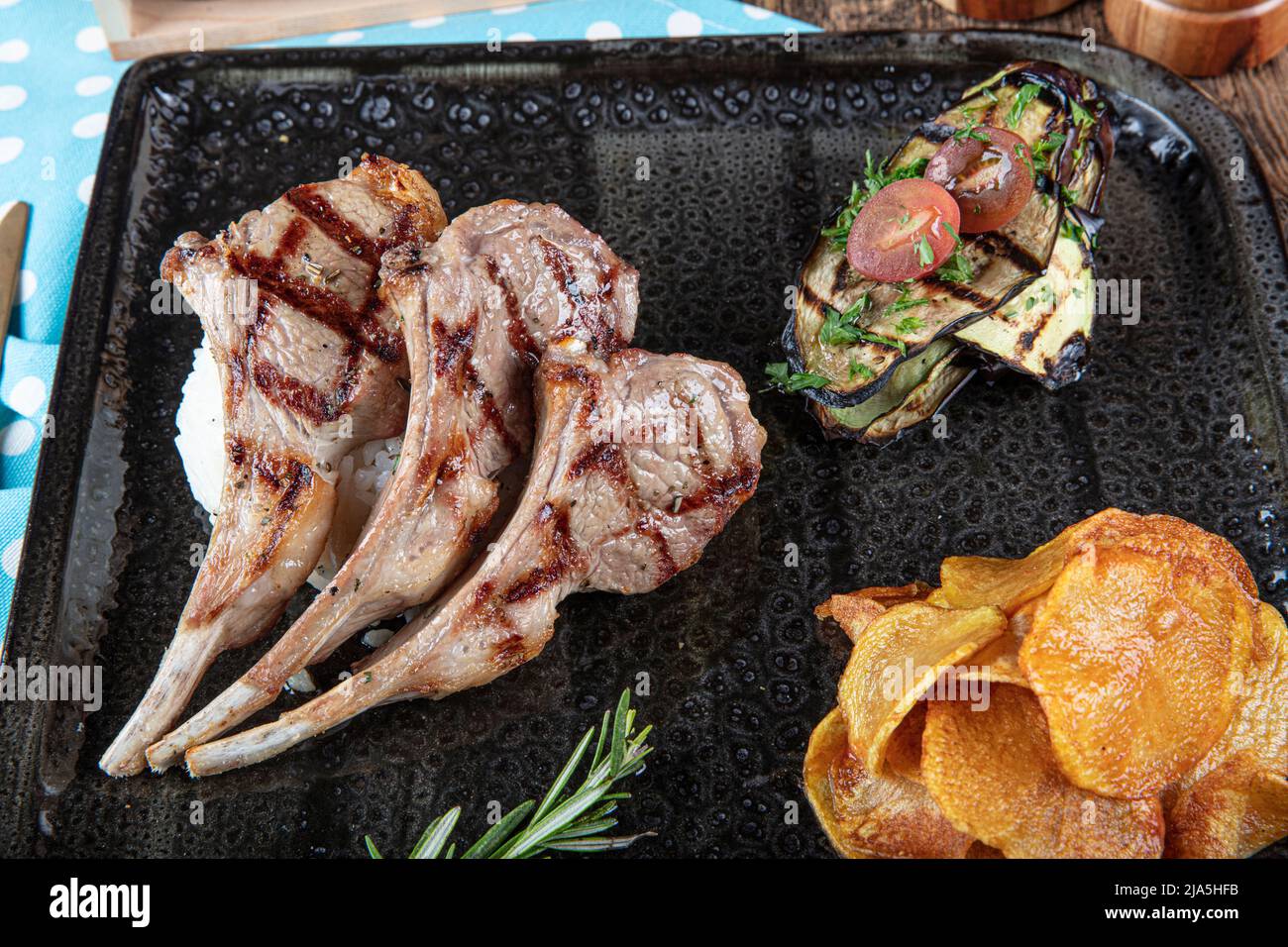 Turkish Cuisine Lamb Chops. Grilled Lamb Chops. Roasted ribs on