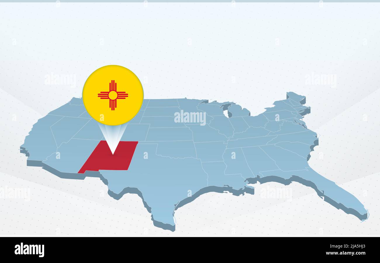 New Mexico state map on United - New Mexico State Map On United States Of America Map In Perspective Vector Presentation 2JA5HJ3