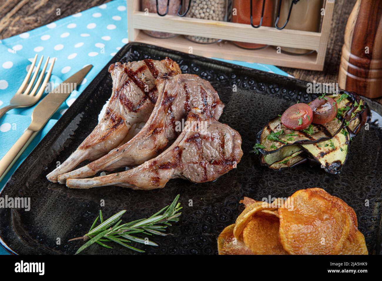 Turkish Cuisine Lamb Chops. Grilled Lamb Chops. Roasted ribs on