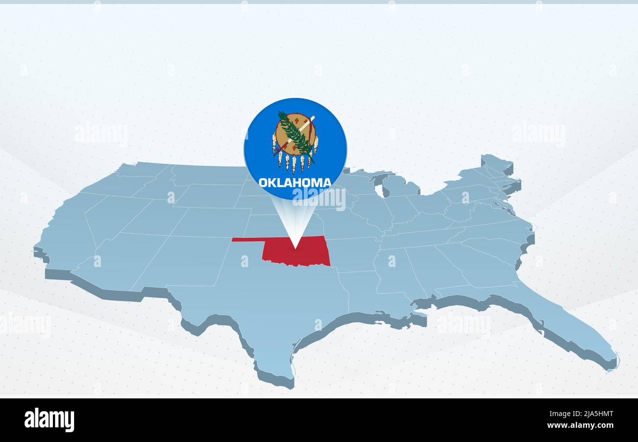 Oklahoma State Map On United States Of America Map In Perspective Oklahoma State Map On United States Of America Map In Perspective Vector Presentation 2JA5HMT