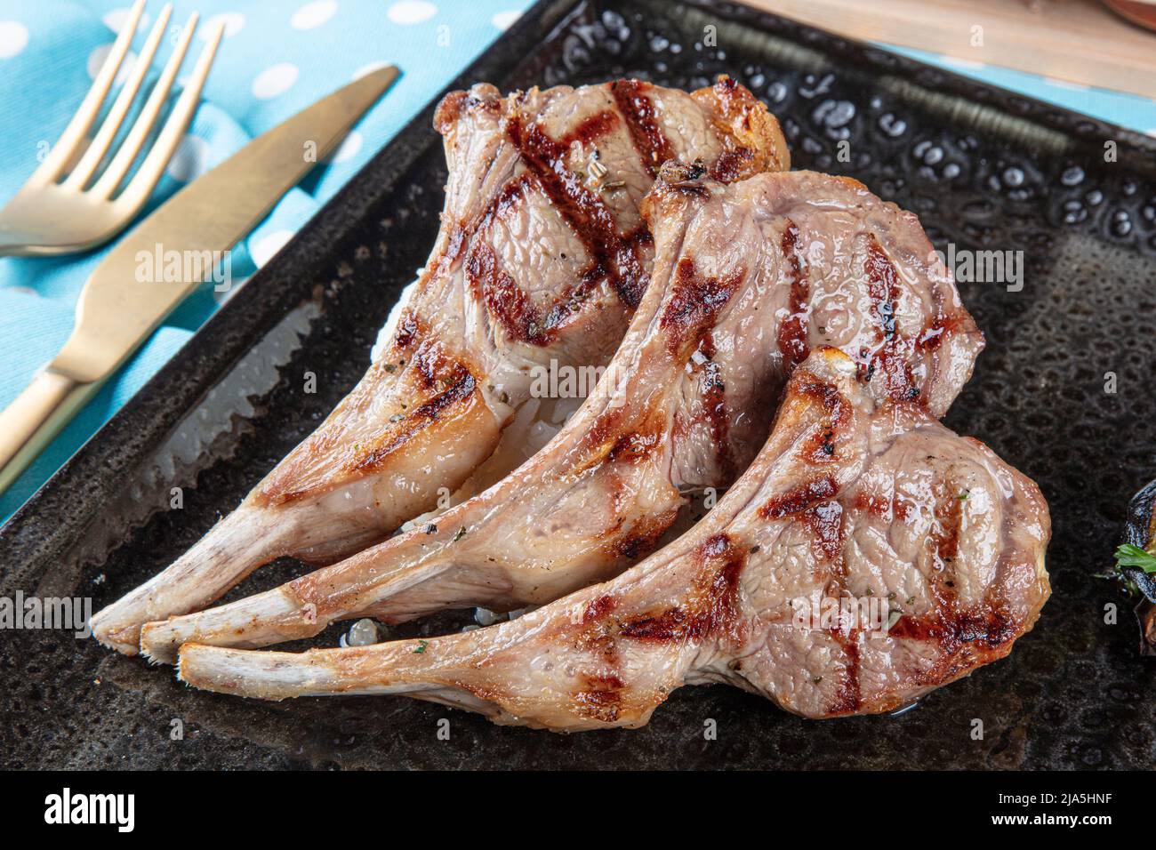 Turkish Cuisine Lamb Chops. Grilled Lamb Chops. Roasted ribs on