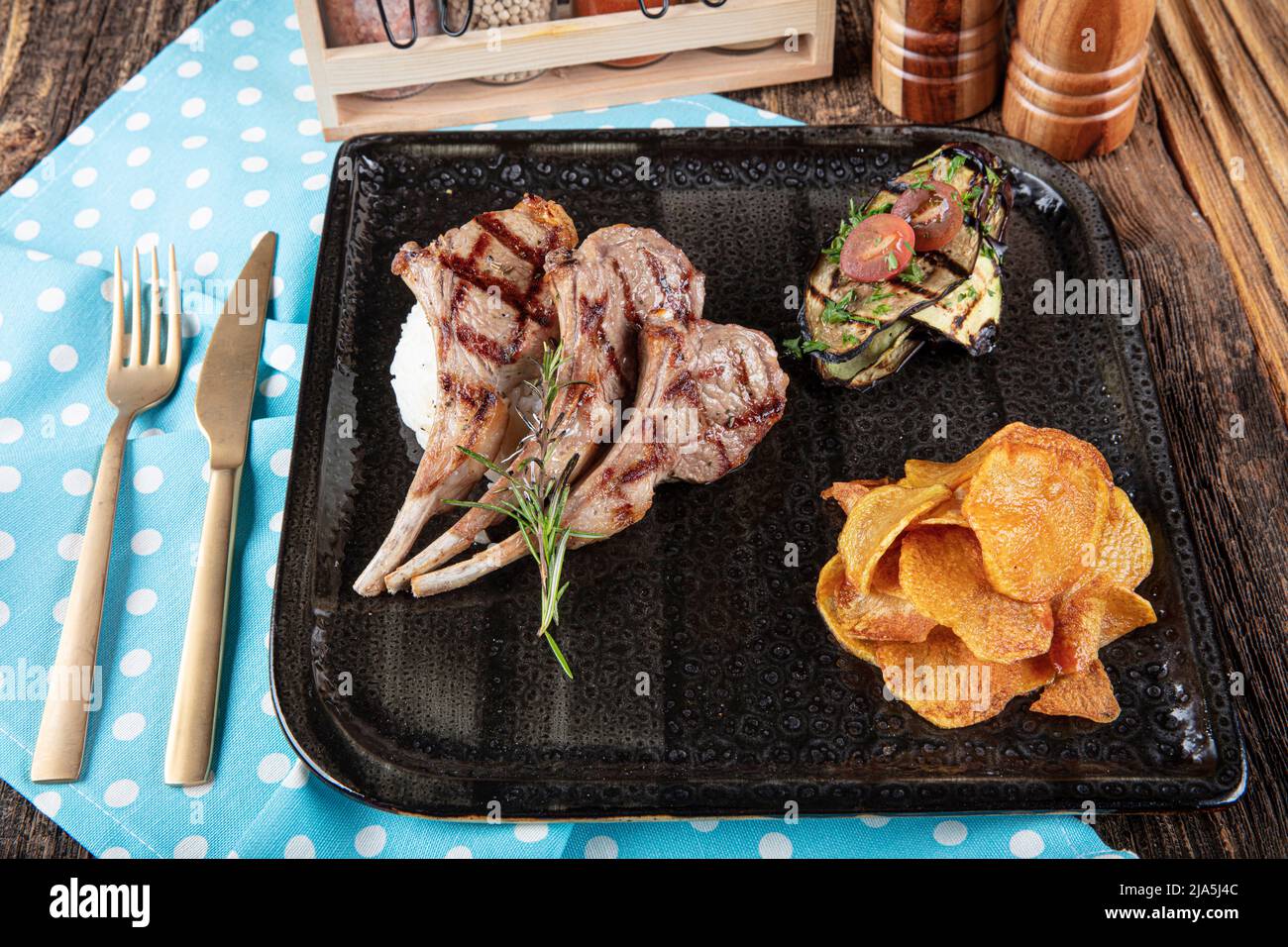 Turkish Cuisine Lamb Chops. Grilled Lamb Chops. Roasted ribs on