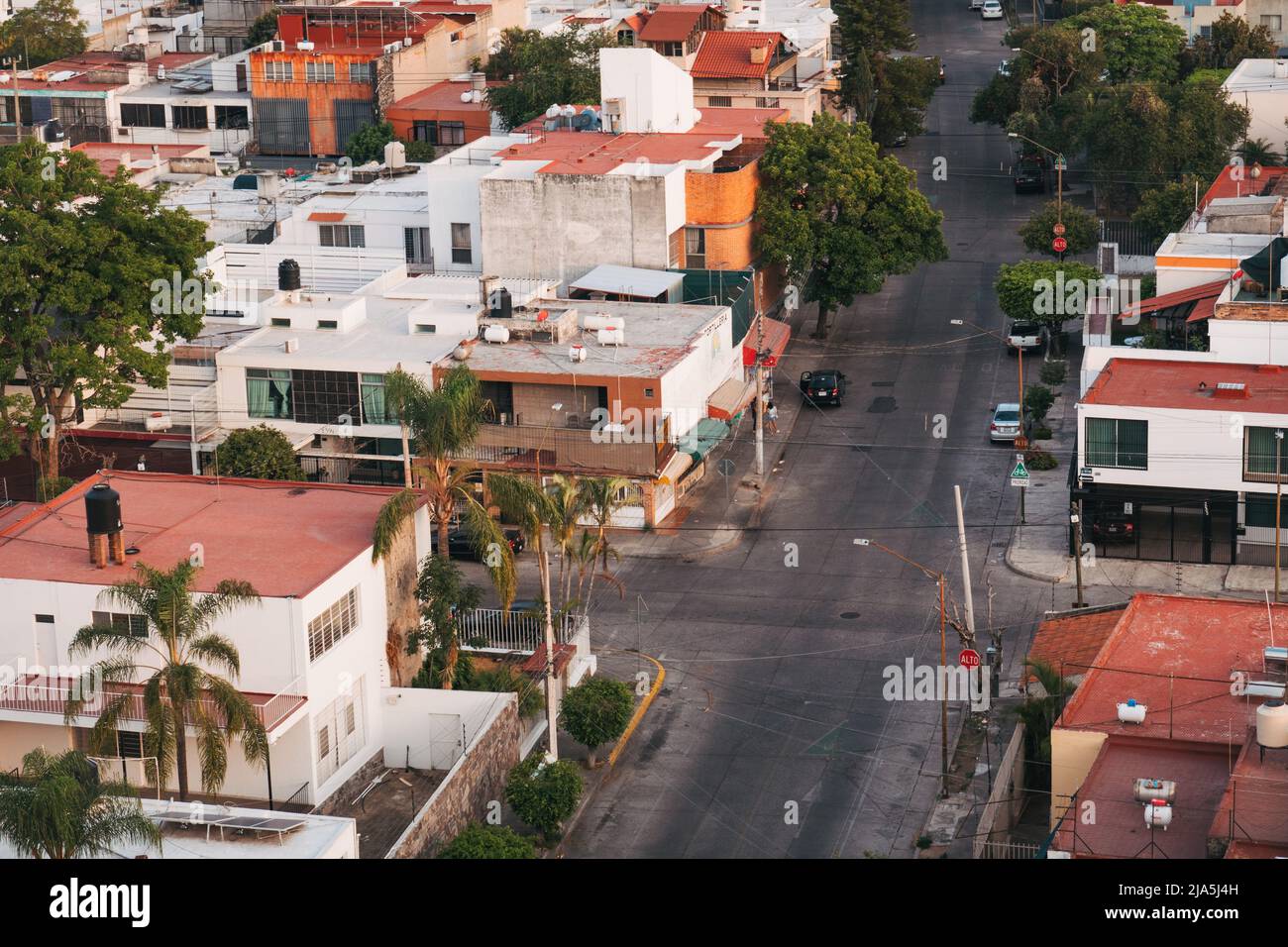 rectangular, concrete homes in the residential suburb of Jardines del