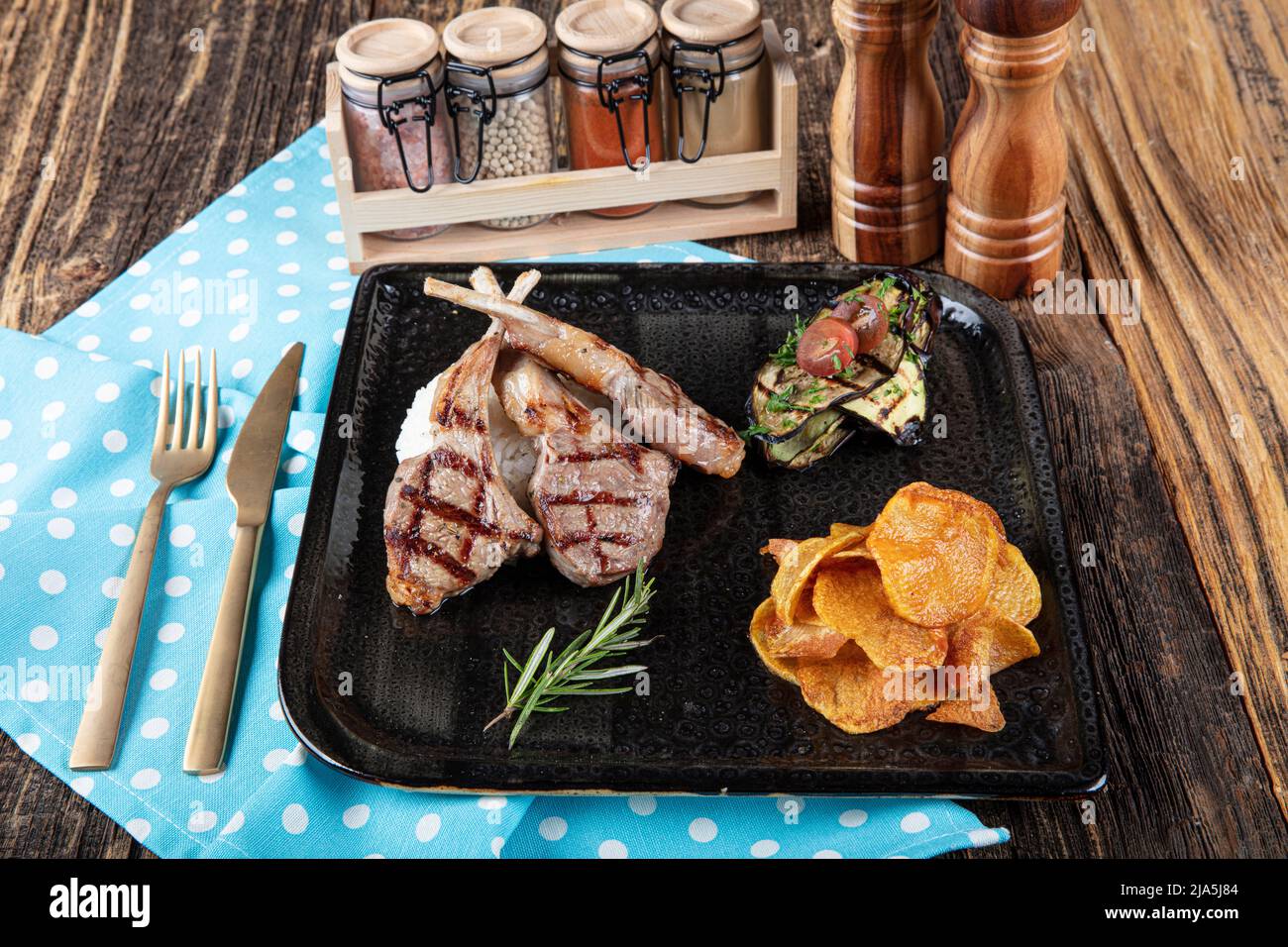 Turkish Cuisine Lamb Chops. Grilled Lamb Chops. Roasted ribs on