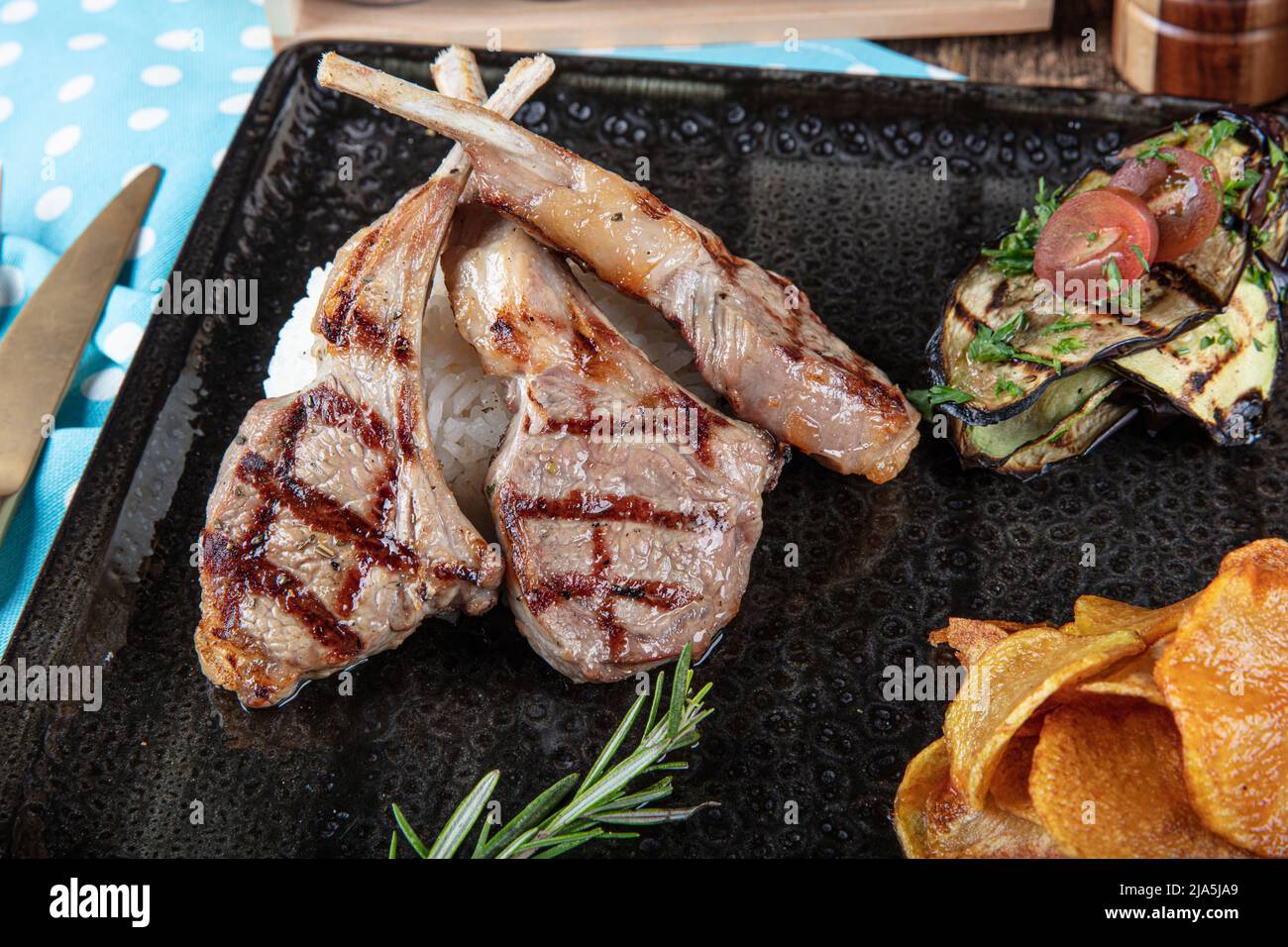 Turkish Cuisine Lamb Chops. Grilled Lamb Chops. Roasted ribs on