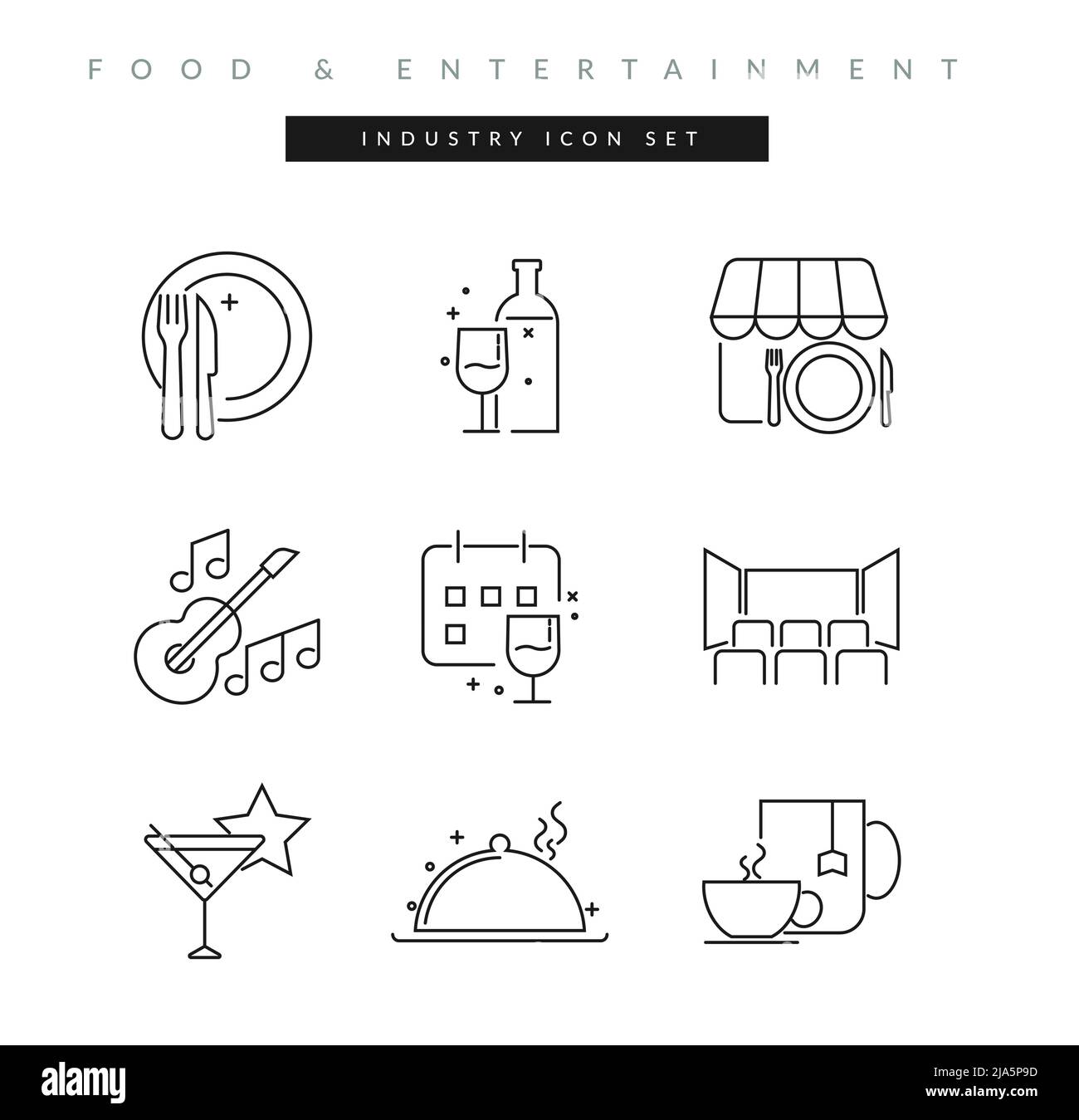 Food and Entertainment Icon Set as EPS 10 File Stock Vector Image