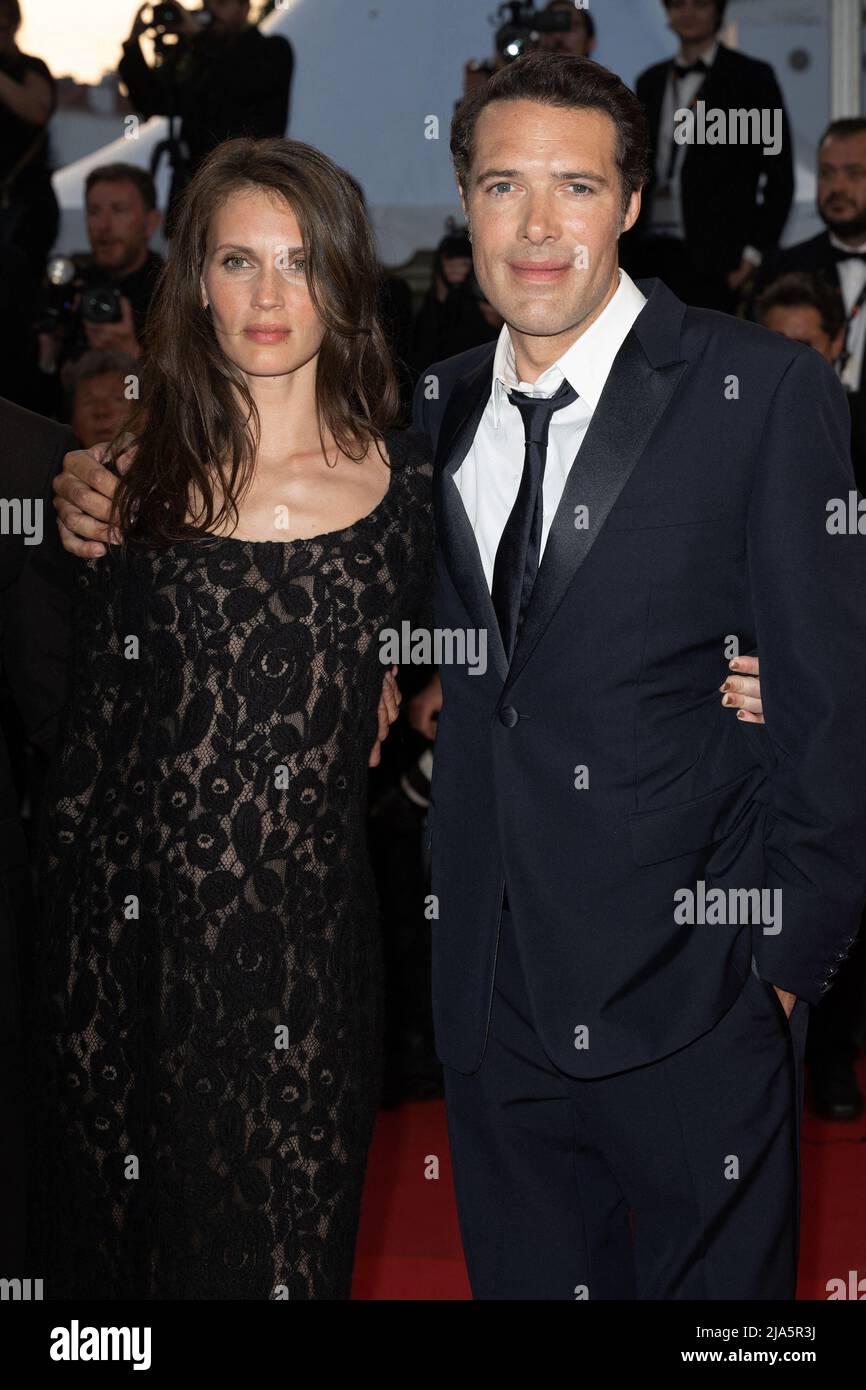 Cannes, France. 27th May 2022. Marine Vacth and Nicolas Bedos attend the  screening of Mascarade during the 75th annual Cannes film festival at  Palais des Festivals on May 27, 2022 in Cannes,