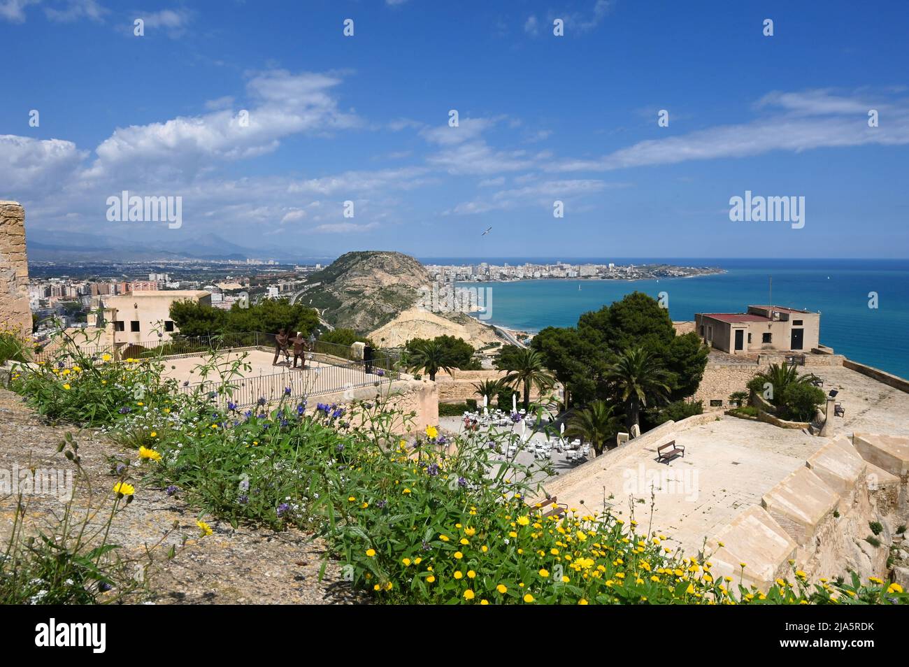 View on Serra Grossa o San Julian Mountain in Alicante from Santa Barbara Castle, Spain Stock Photo