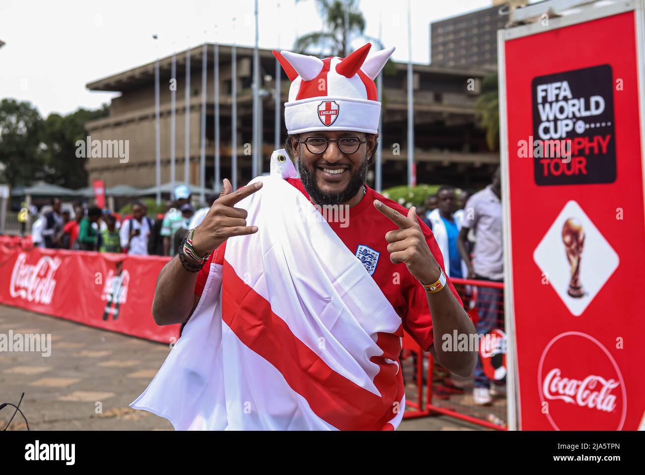 Nairobi, Kenya. 27th May, 2022. A Kenyan soccer fan seen in the colours