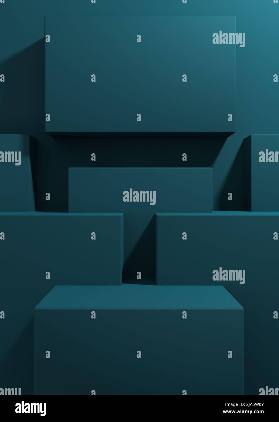 Dark teal, aqua blue 3D rendering product display background simple ...