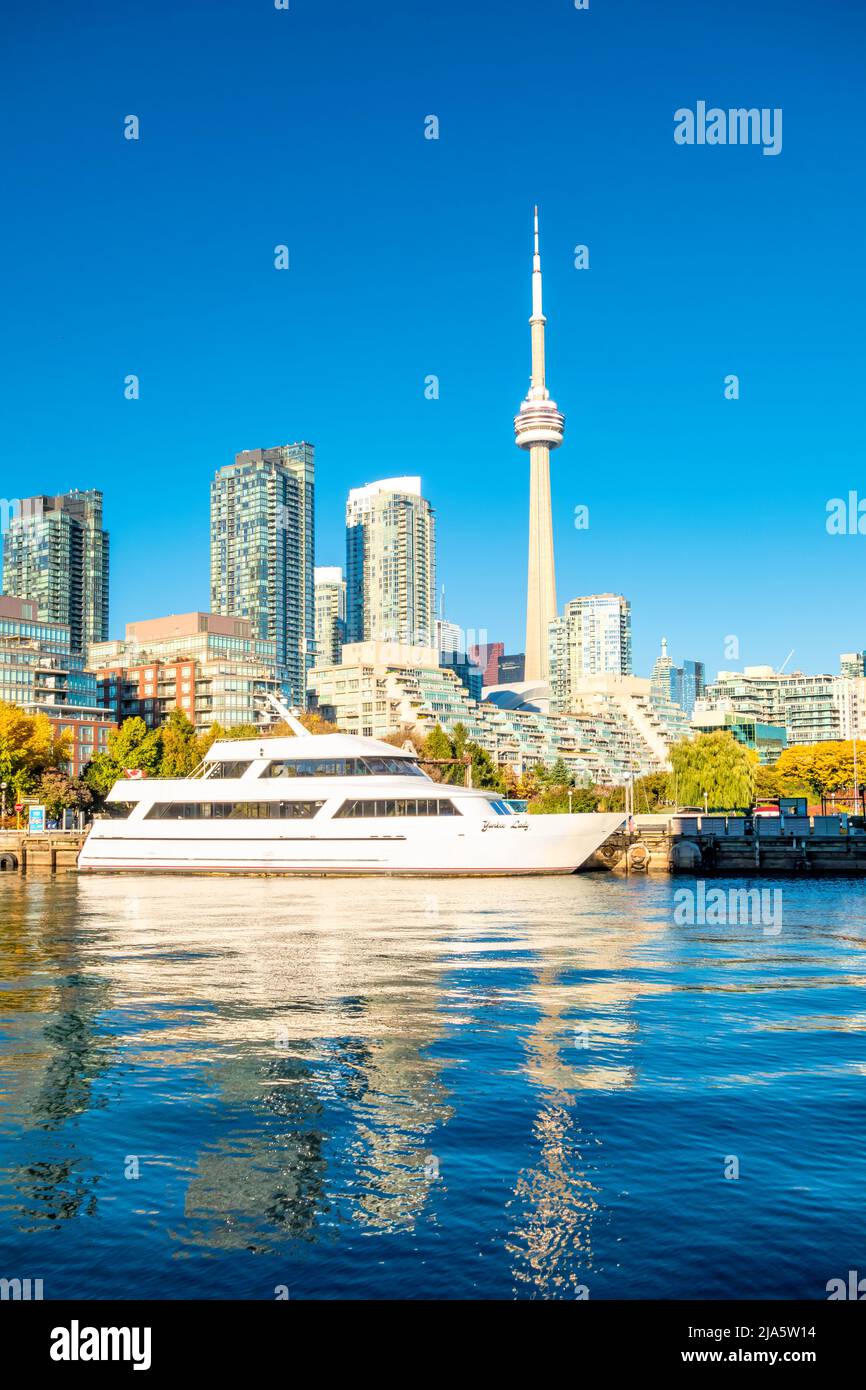 Docked yacht in downtown Toronto, Ontario, Canada Stock Photo
