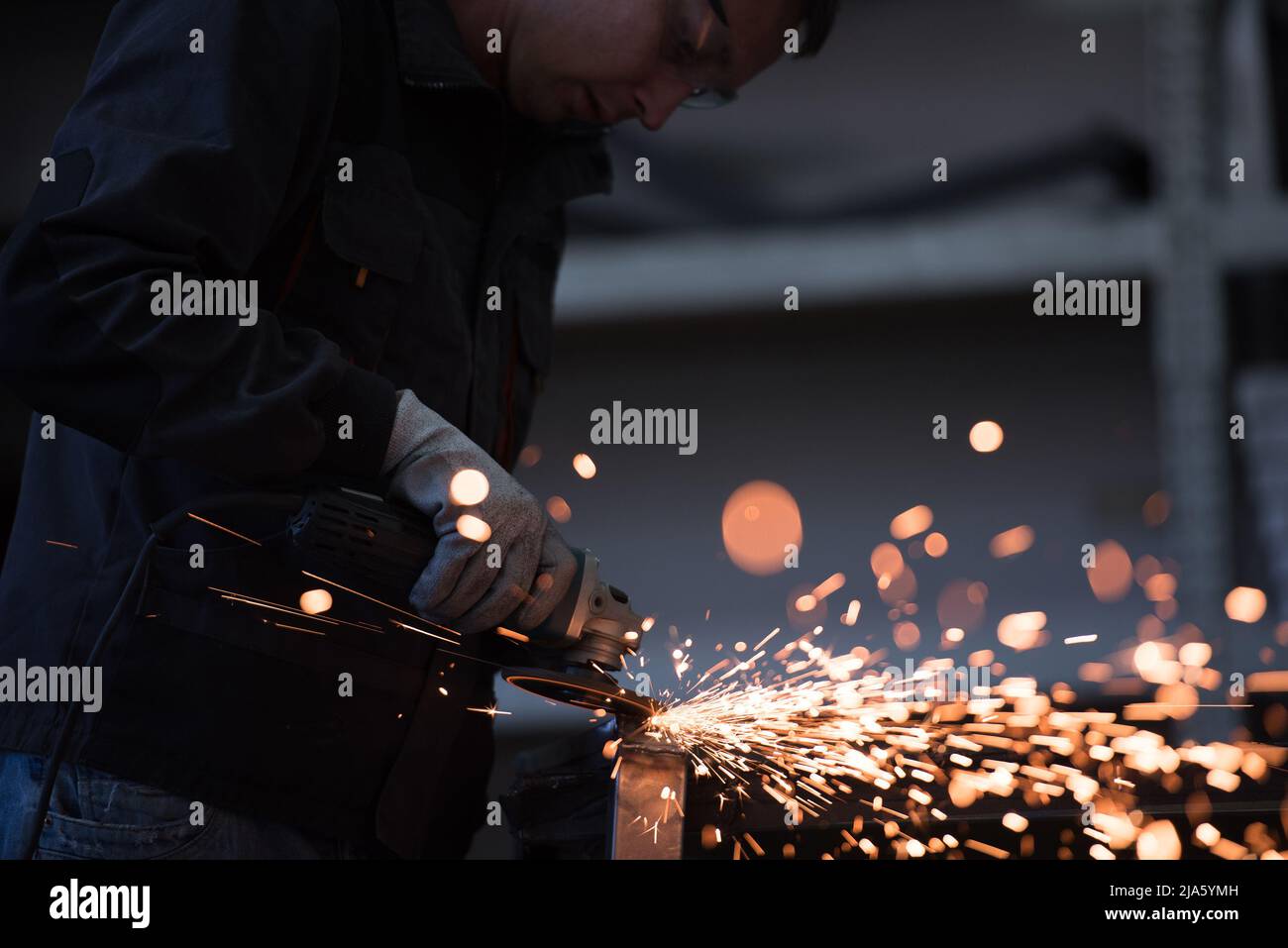 Heavy Industry Engineering Factory Interior with Industrial Worker