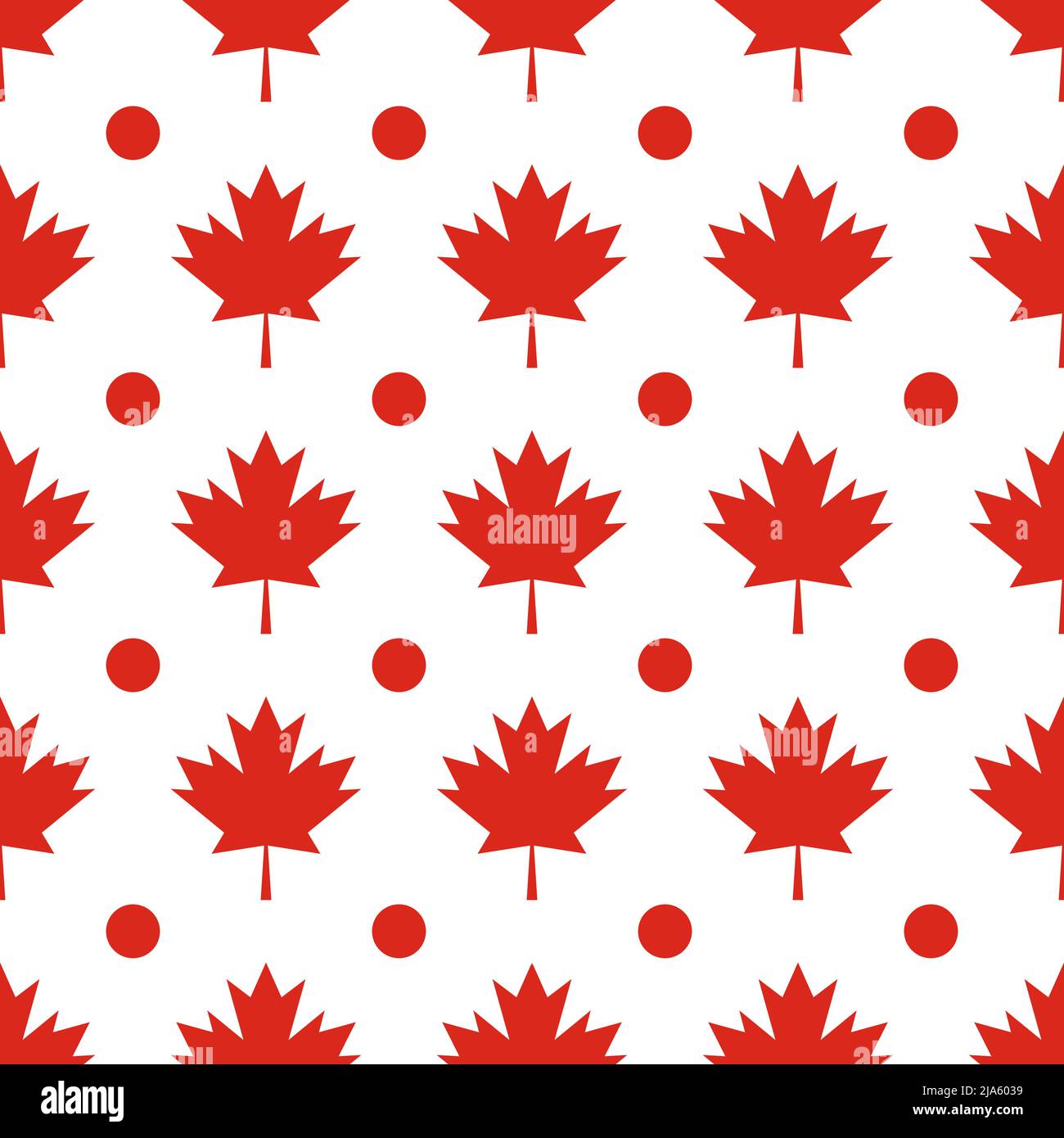 Red maple leaves on white background Canadian seamless pattern. Canada