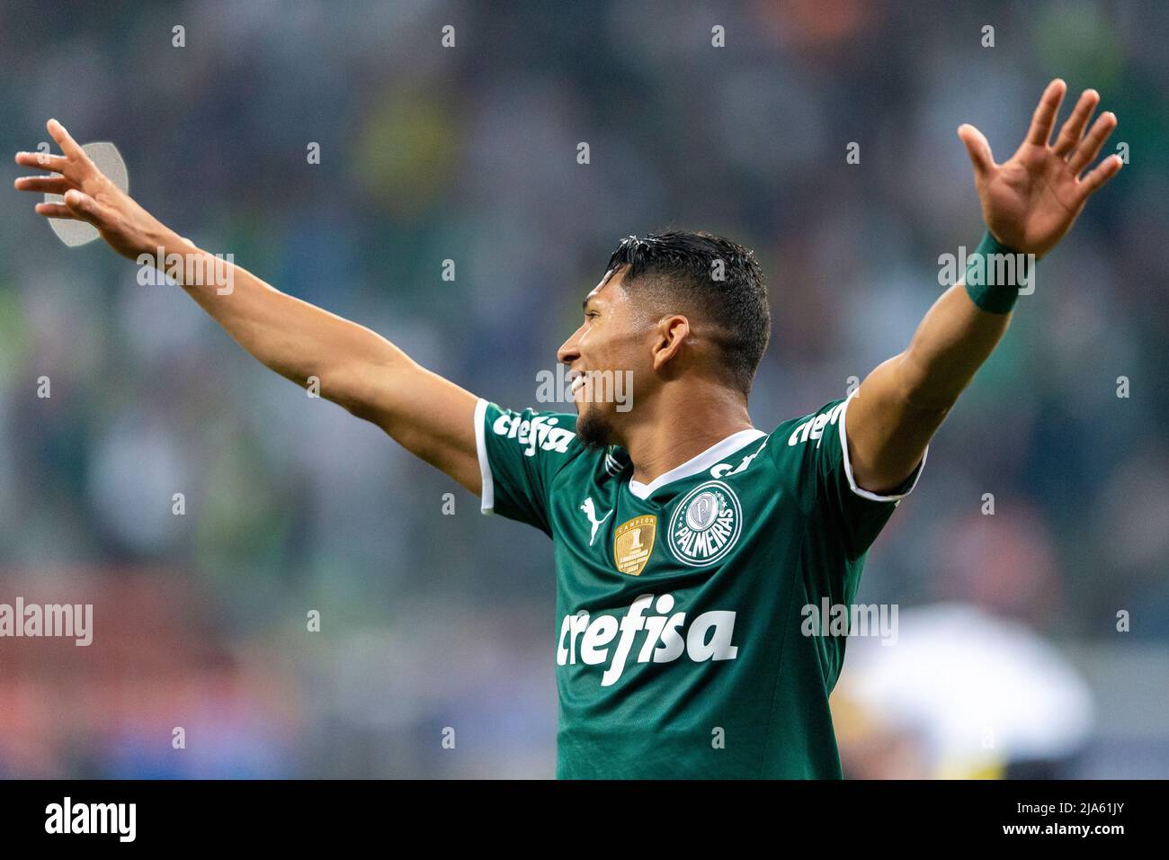 São Paulo (SP), 05.24.2022 - Football / Palmeiras-BRA x Deportivo Tachira (VEN) – Rony Palmeiras player celebrates goal, a match between Palmeiras and Stock Photo